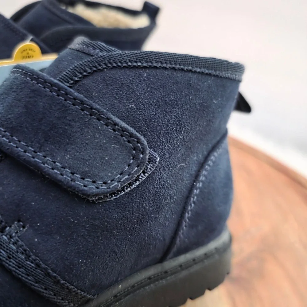 Cat & Jack Ankle Boots Toddler 10 Navy New Faux Fur Hook and Loop Magnus